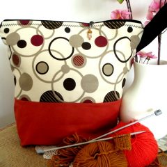 Project Bag – Retro Polka Dots – For Knitting and Crochet Projects