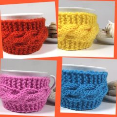 cozy cups knitting pattern cable knitting stitch tea coffee cozy cups by Lilia Vanini Liliacraftparty