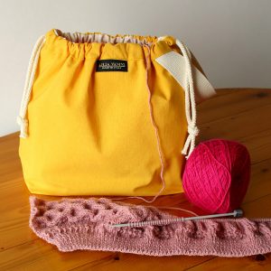 Drawstring Wristlet Project Bag – Popular Yellow – Canvas Drawstring Bag