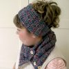 lace knitting headband and lace knitting cowl with buttons