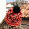 easy fair isle hat knitting pattern two colors hat knit pattern with pompom