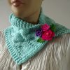 cables cowl knitting pattern with crochet flowers
