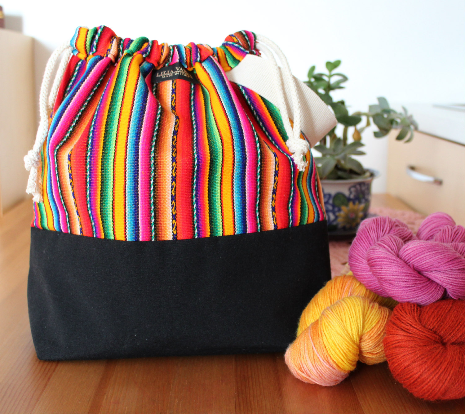 Andina knitting project bag wristlet colorful bag for knitting and crochet